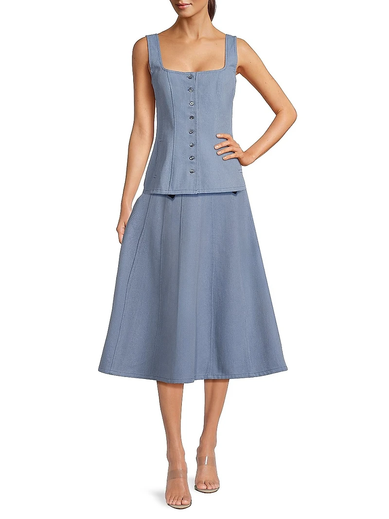 Everyday Tropics Seamed Full Midi-Skirt