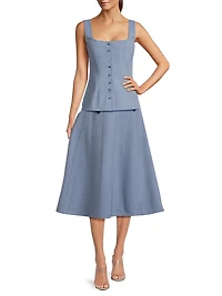 Everyday Tropics Seamed Full Midi-Skirt