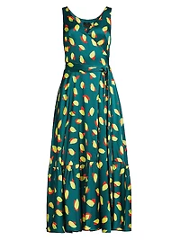 Everyday Tropics Flirty Satin Wrap Maxi Dress