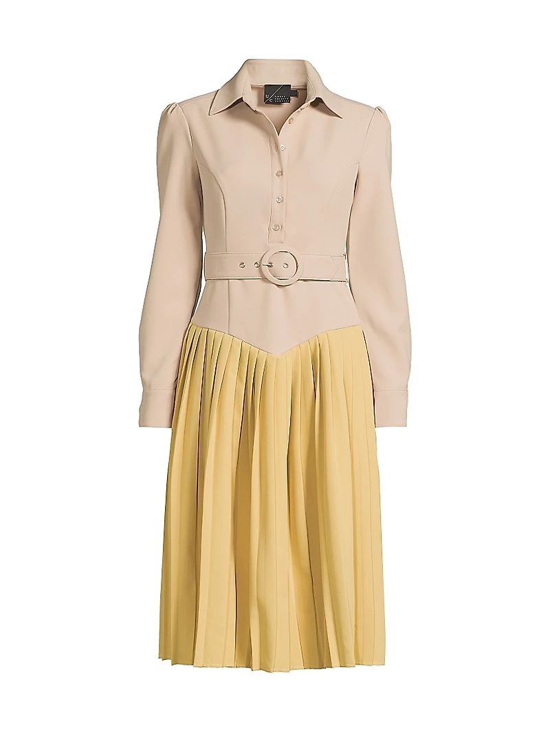 Everyday Tropics Coloblock Belted Shirtdress