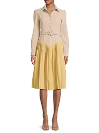 Everyday Tropics Coloblock Belted Shirtdress