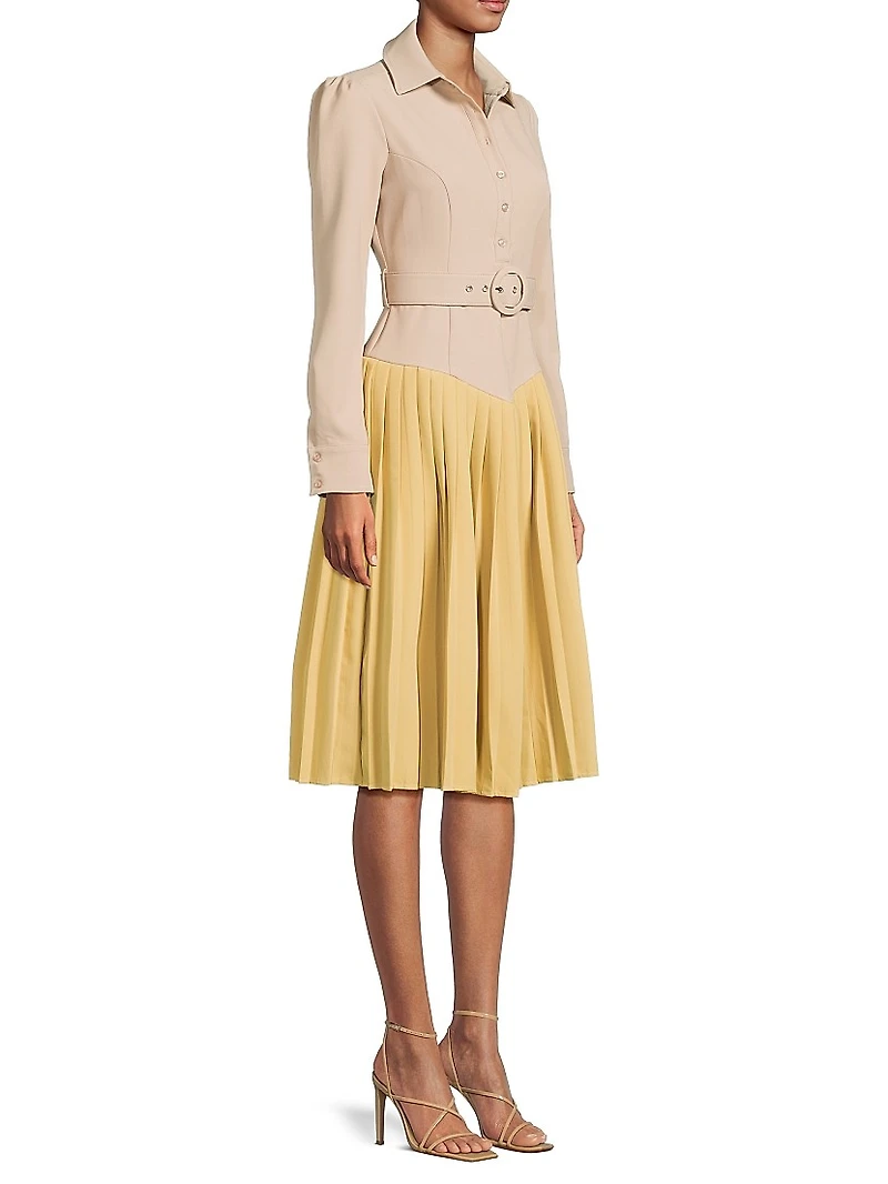 Everyday Tropics Coloblock Belted Shirtdress