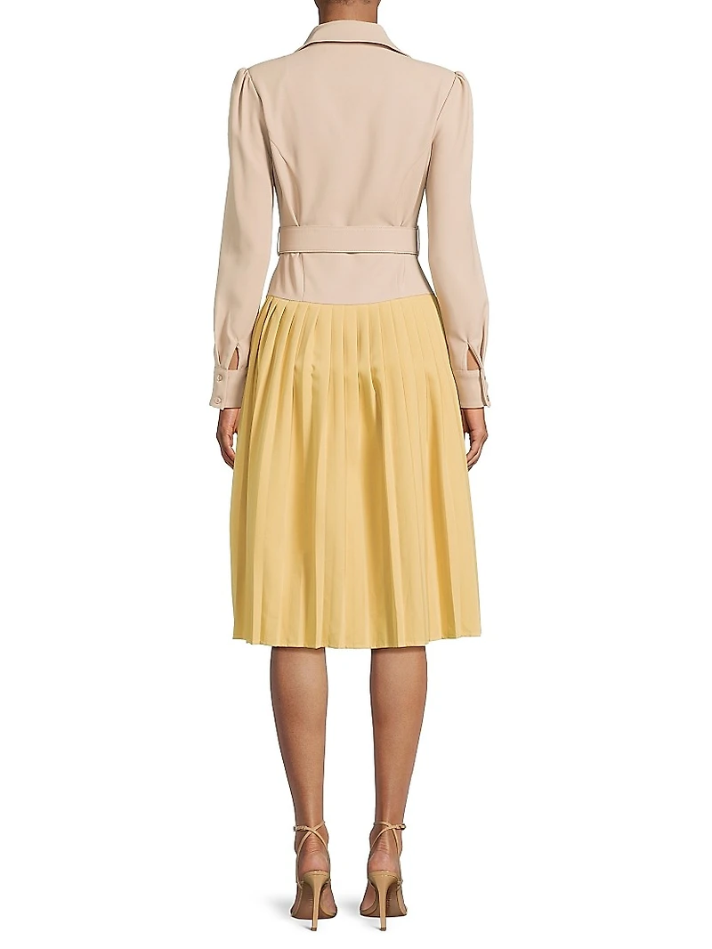 Everyday Tropics Coloblock Belted Shirtdress