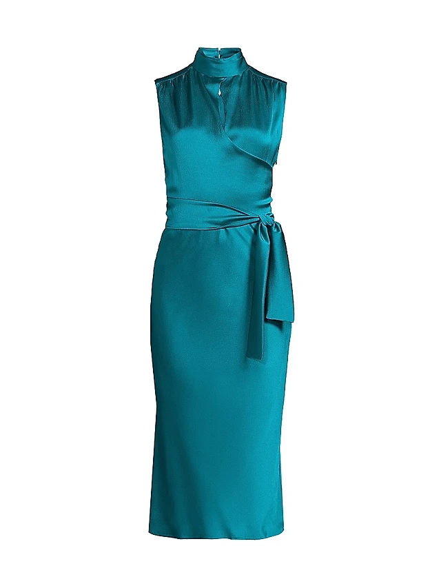 joi blue dress Undra Celeste Everyday Tropics Satin Sheath Bladerunner