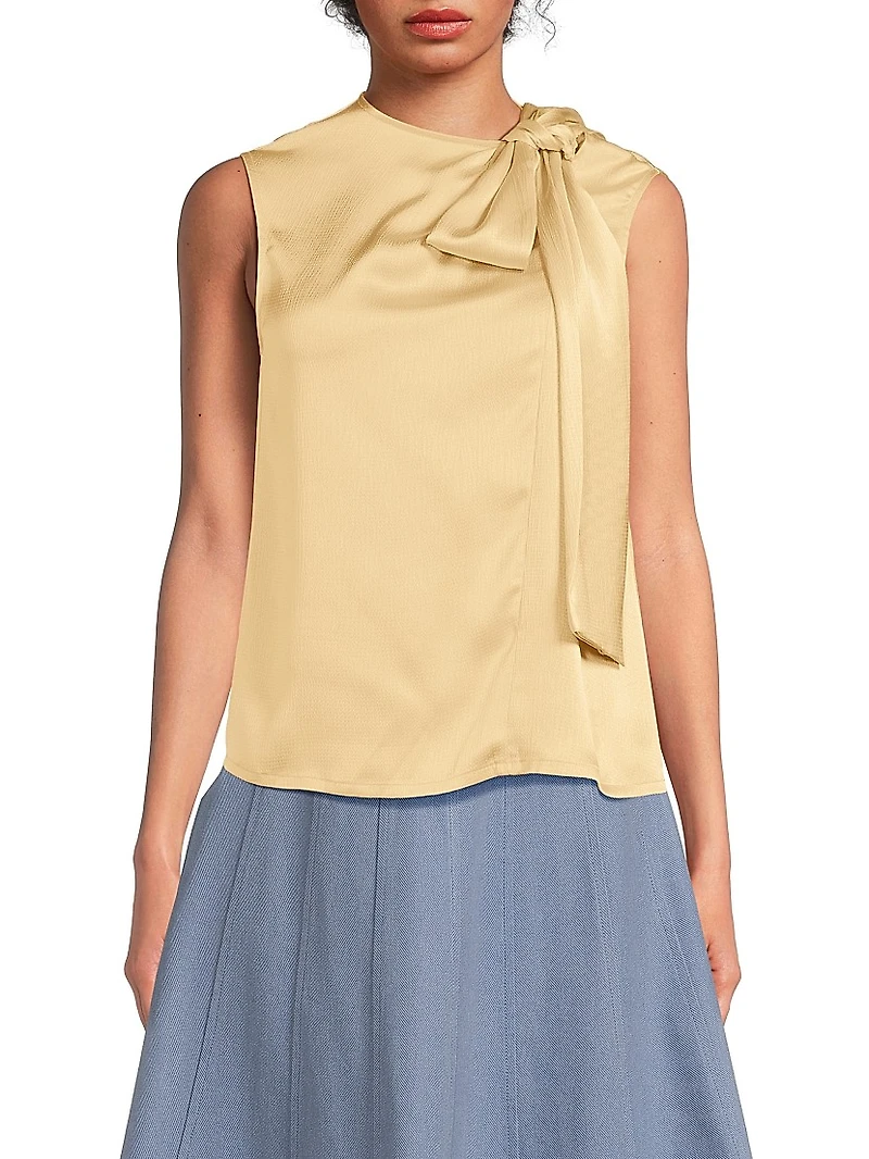 Everyday Tropics Satin Tieneck Top