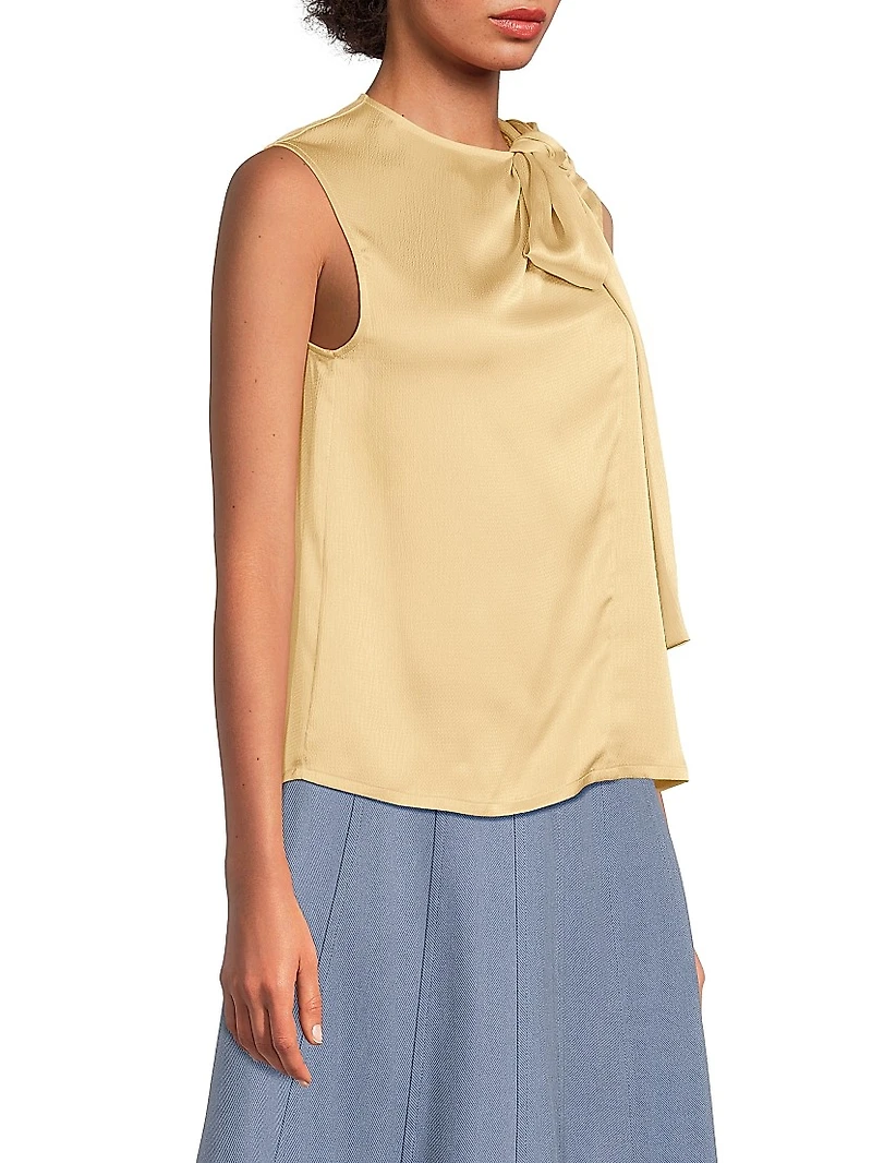 Everyday Tropics Satin Tieneck Top