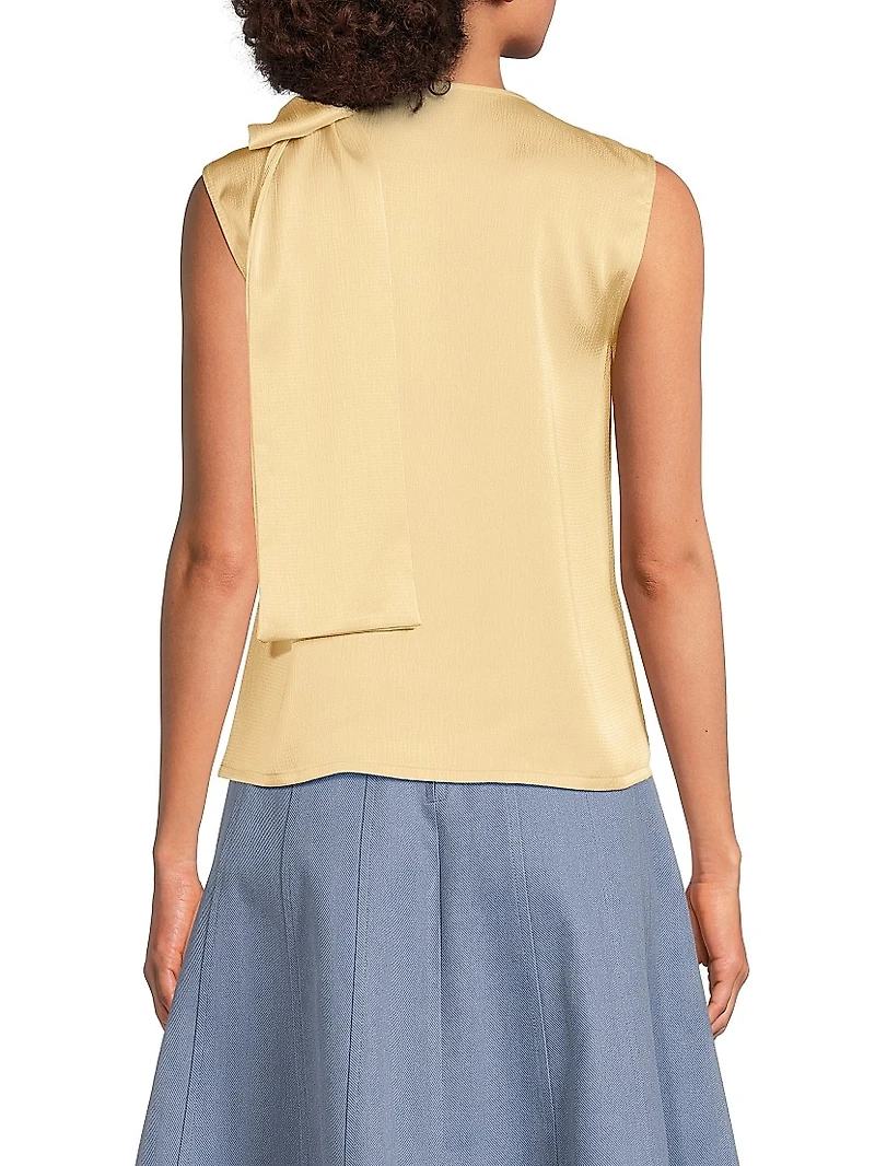 Everyday Tropics Satin Tieneck Top