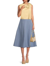 Everyday Tropics Satin Tieneck Top