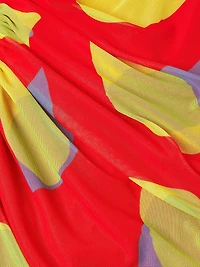 Everyday Tropics Ruched Mesh Midi-Dress