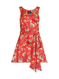 Everyday Tropics Flirty Satin Wrap Minidress