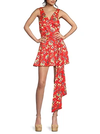 Everyday Tropics Flirty Satin Wrap Minidress