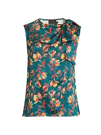 Everyday Tropics Sleeveless Tie Blouse