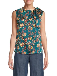Everyday Tropics Sleeveless Tie Blouse