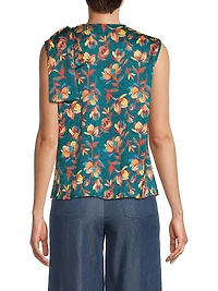 Everyday Tropics Sleeveless Tie Blouse