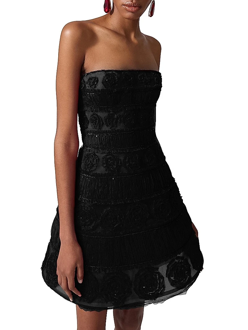 Embroidered Strapless Minidress