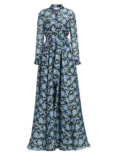 The Trench Floral Silk Shirtwaist Gown