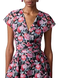 Floral Silk V-Neck Midi-Dress