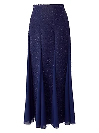 Metallic Tweed Godet Midi-Skirt