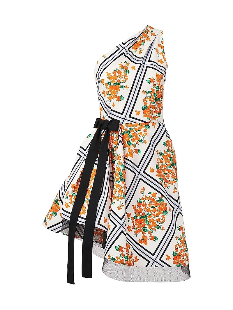 Floral Asymmetric One-Shoulder Minidress