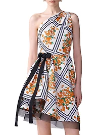 Floral Asymmetric One-Shoulder Minidress