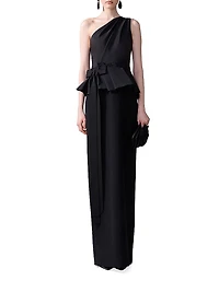 Bow-Detailed One-Shoulder Column Gown