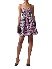 Floral Silk Strapless Minidress