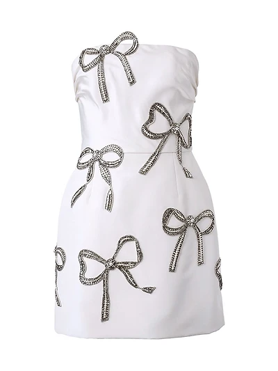 Crystal-Embellished Silk Strapless Minidress