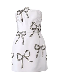 Crystal-Embellished Silk Strapless Minidress