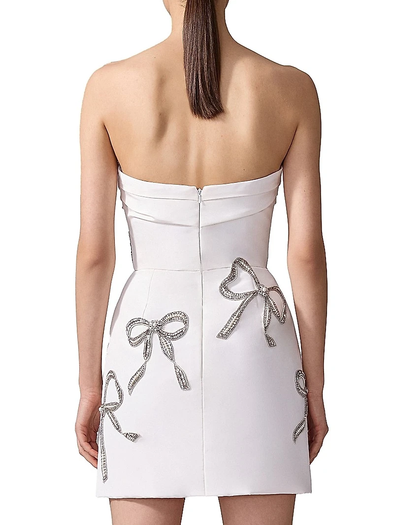 Crystal-Embellished Silk Strapless Minidress