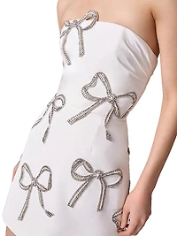 Crystal-Embellished Silk Strapless Minidress