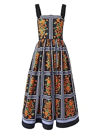 Floral Square-Neck Fit & Flare Midi-Dress