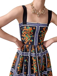 Floral Square-Neck Fit & Flare Midi-Dress