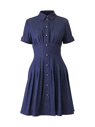 Cotton-Blend Fit & Flare Minidress