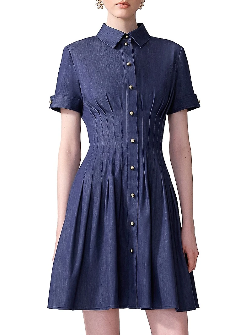 Cotton-Blend Fit & Flare Minidress