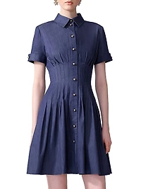Cotton-Blend Fit & Flare Minidress