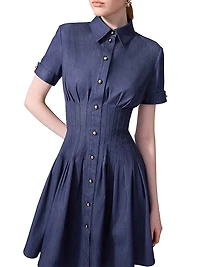 Cotton-Blend Fit & Flare Minidress