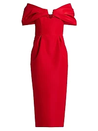 Off-The-Shoulder Silk Cocktail Dress