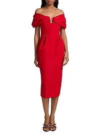 Off-The-Shoulder Silk Cocktail Dress
