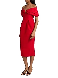 Off-The-Shoulder Silk Cocktail Dress