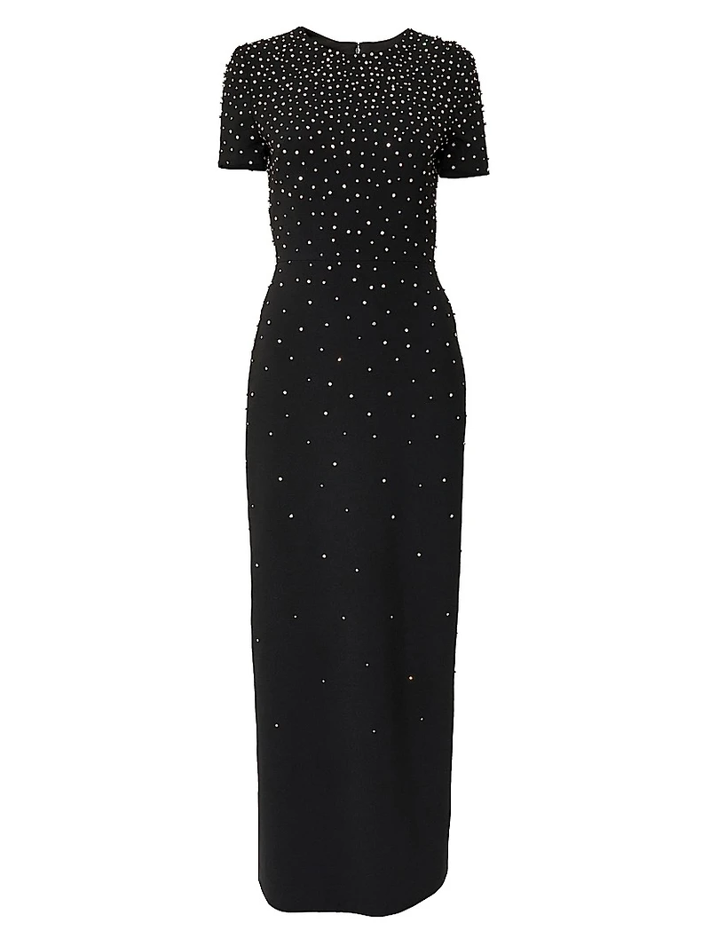 Crystal-Embellished Bow-Detailed Column Gown