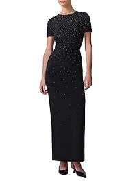 Crystal-Embellished Bow-Detailed Column Gown