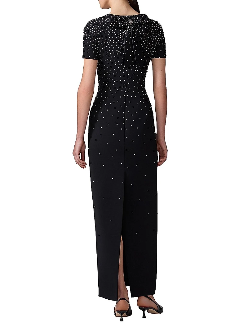 Crystal-Embellished Bow-Detailed Column Gown