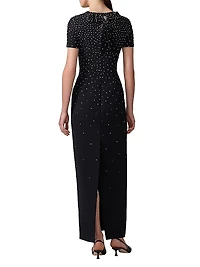 Crystal-Embellished Bow-Detailed Column Gown