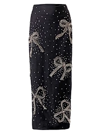 Bow Sequin-Embellished Column Midi-Skirt