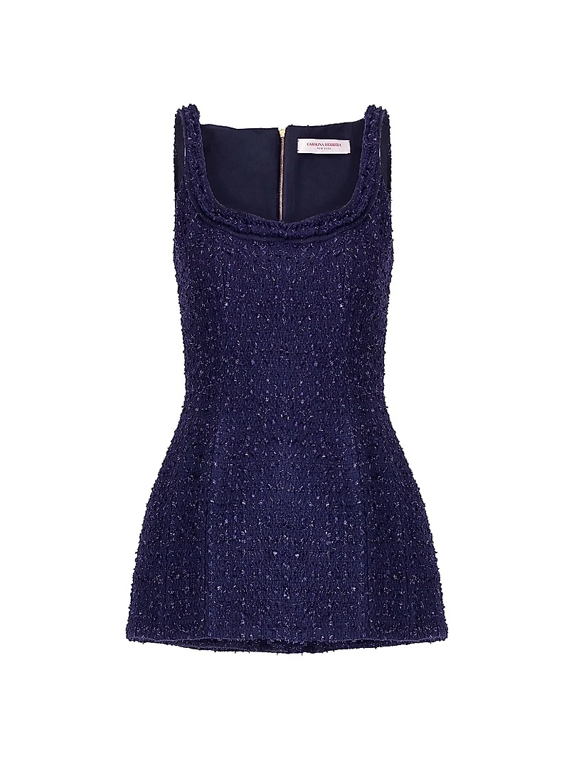 Metallic Tweed Sleeveless Peplum Top