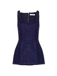 Metallic Tweed Sleeveless Peplum Top