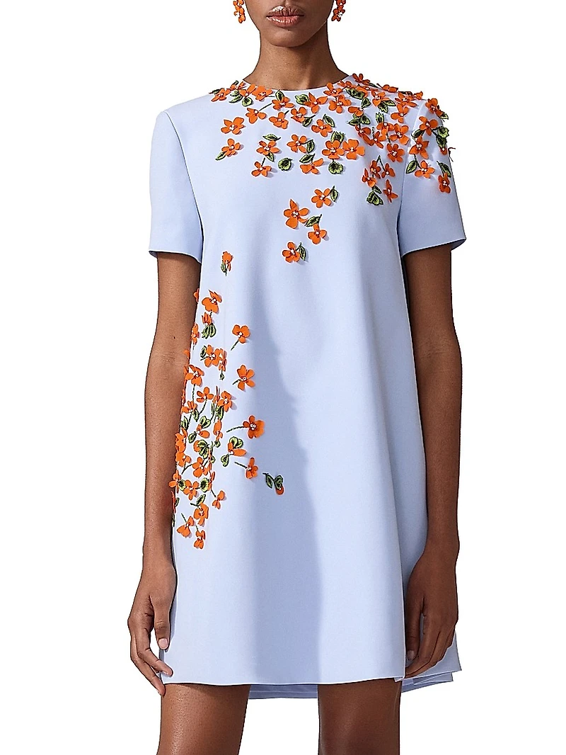 Embellished Floral A-Line Minidress
