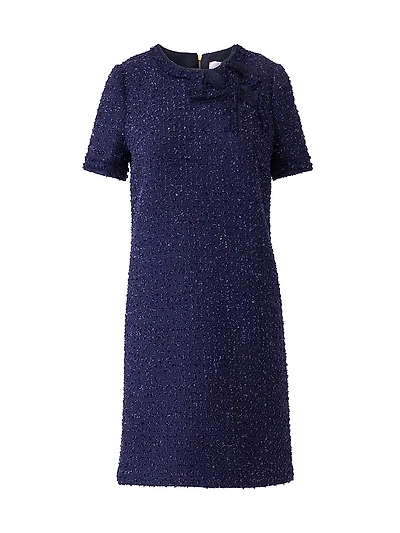 Bow Sequin-Embellished Tweed Minidress