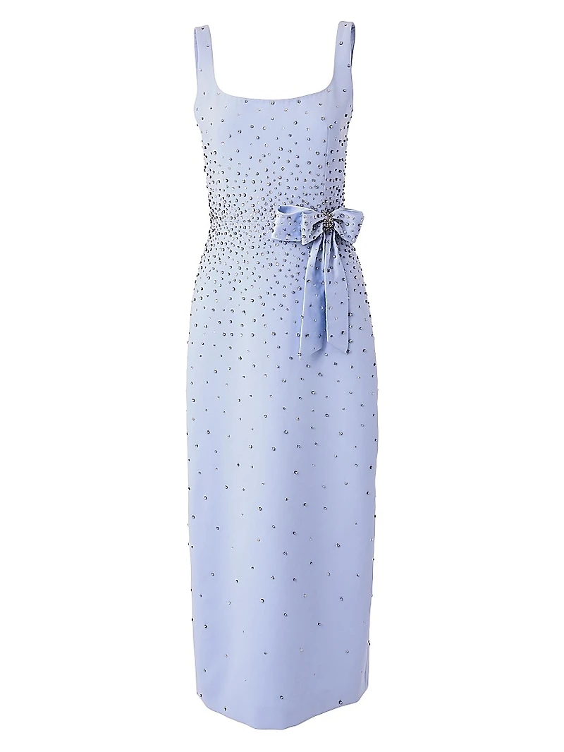 Embellished Bow Scoopneck Cocktail Dress