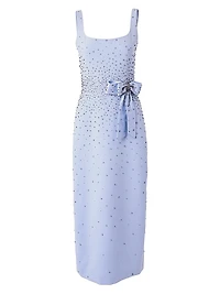 Embellished Bow Scoopneck Cocktail Dress